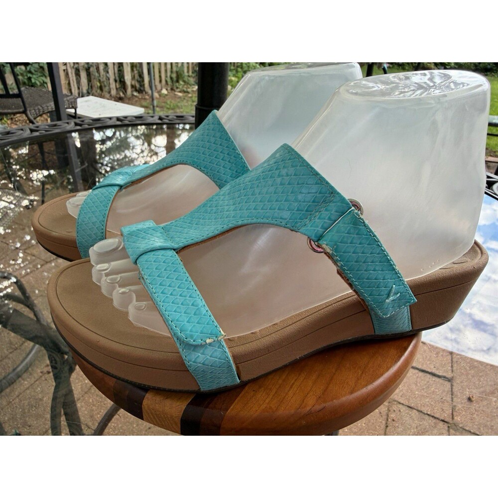 Vionic Womens Blue Slingback Wedge Sandals Arch Support Cushioned US 7 EU 38